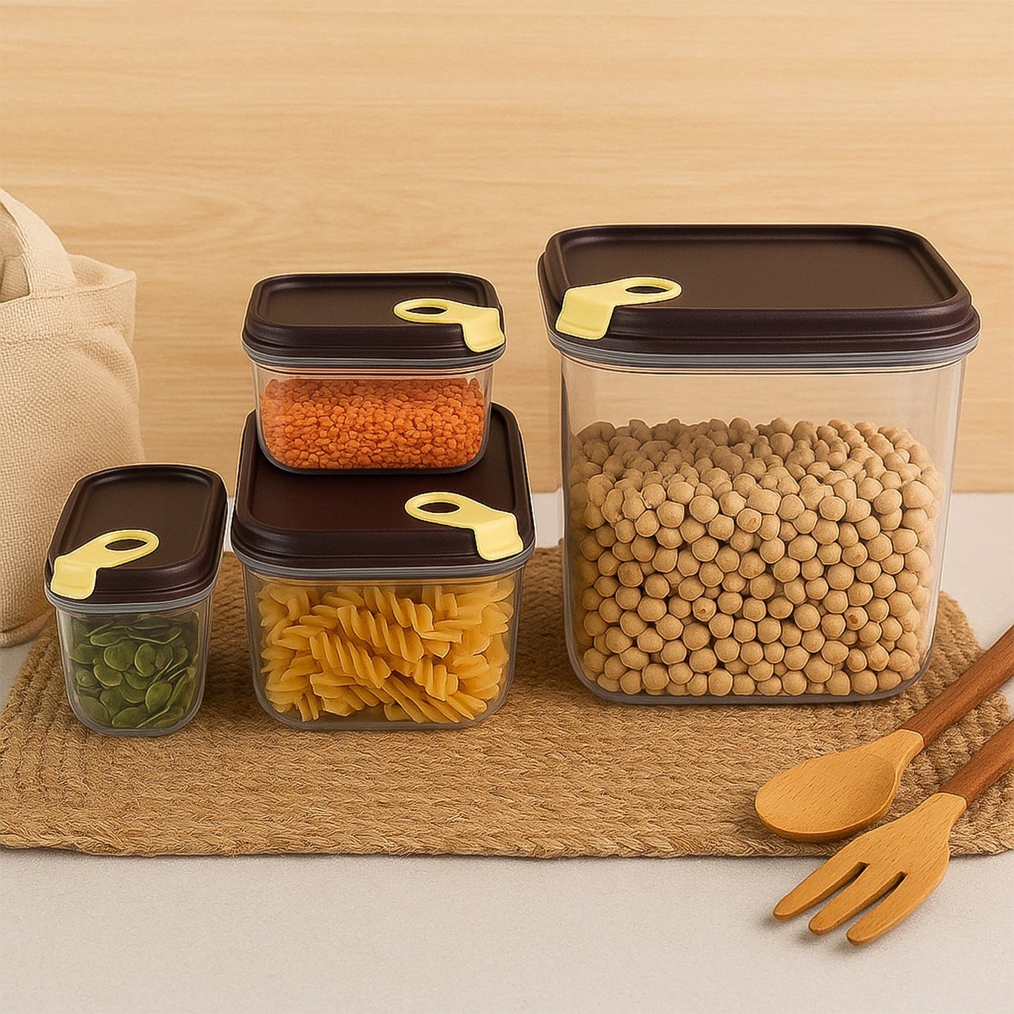 Ritu Push 'N' Lock Airtight Food Storage Container Set (4 Pc) Your Brand