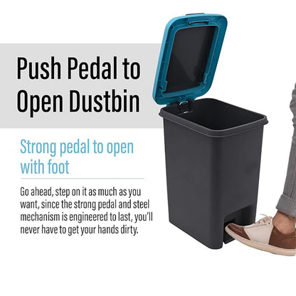 Apex Plastic Push N Pedal Dust Bin | Hands-Free Operation, Compact Design 6.5 Liters (1 Pc / Mix Color) Your Brand
