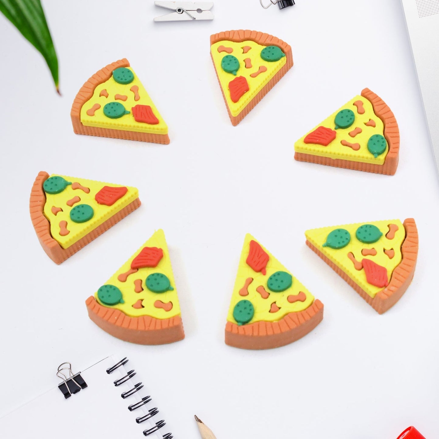 3D Pizza Slices Eraser Set – Fancy & Colorful Stationery for Kids & Gifts (7 slice) Your Brand