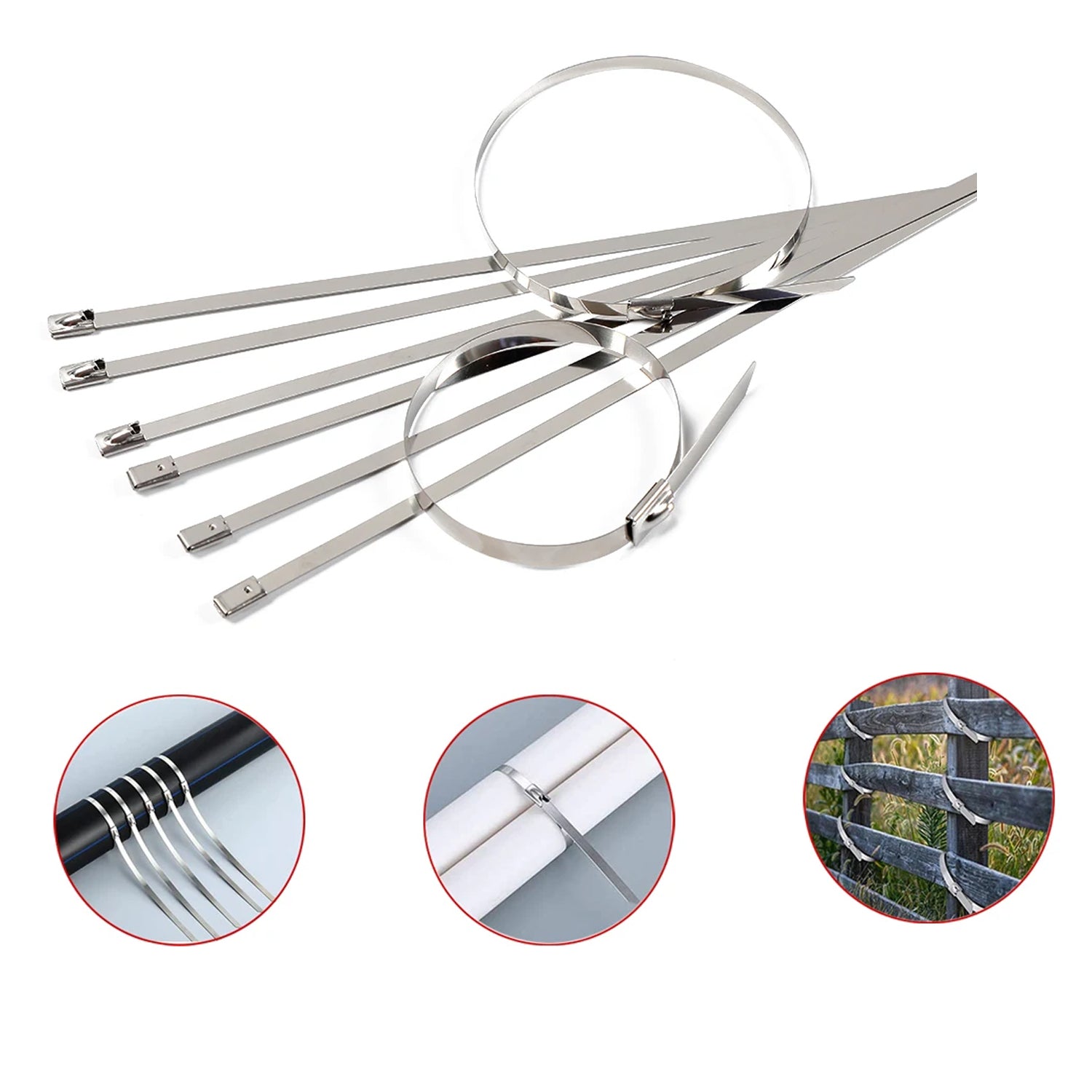 Stainless Steel Cable Ties for Solar & Home Use (100 Pc, 4.6x100mm) Your Brand