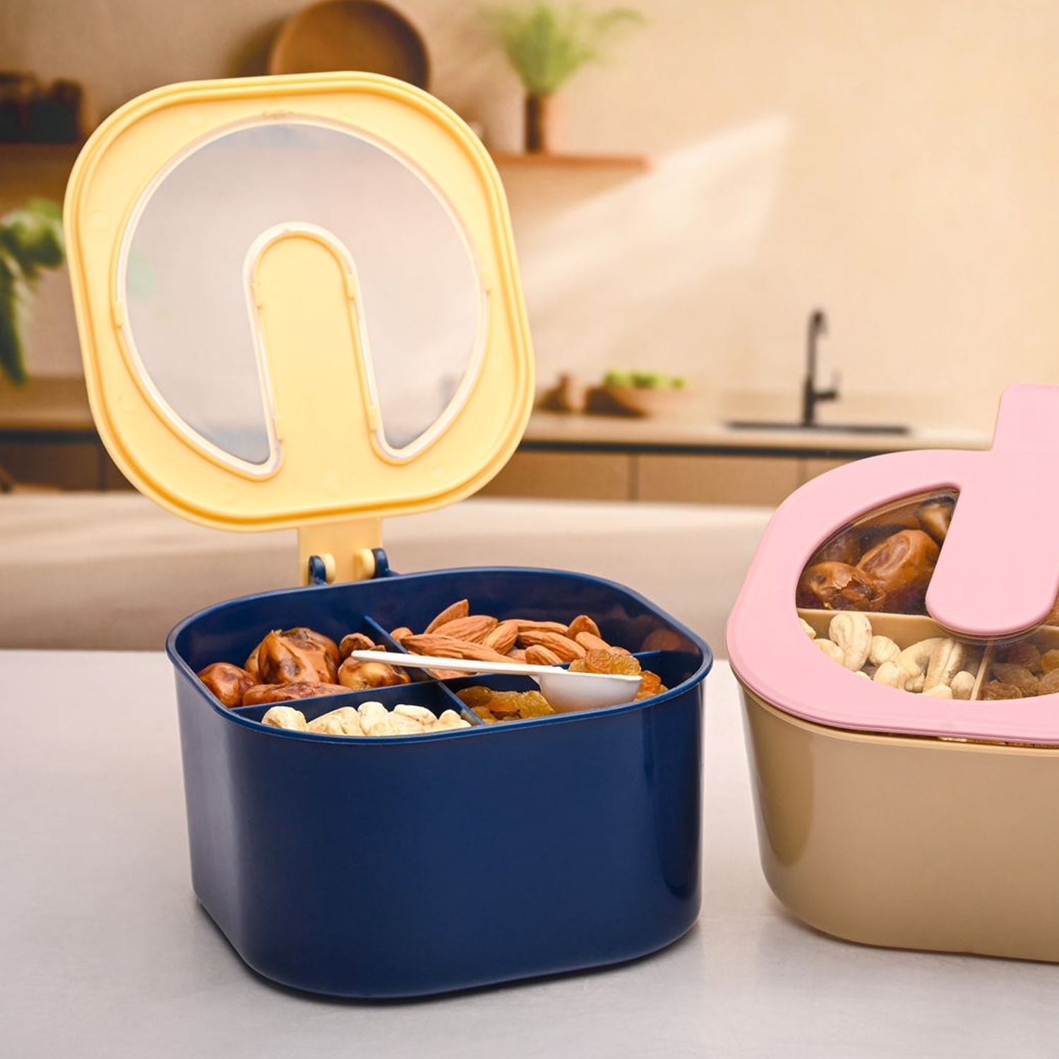 Fancy 4-Section Masala Box for Kitchen Storage (Spice Container) Your Brand