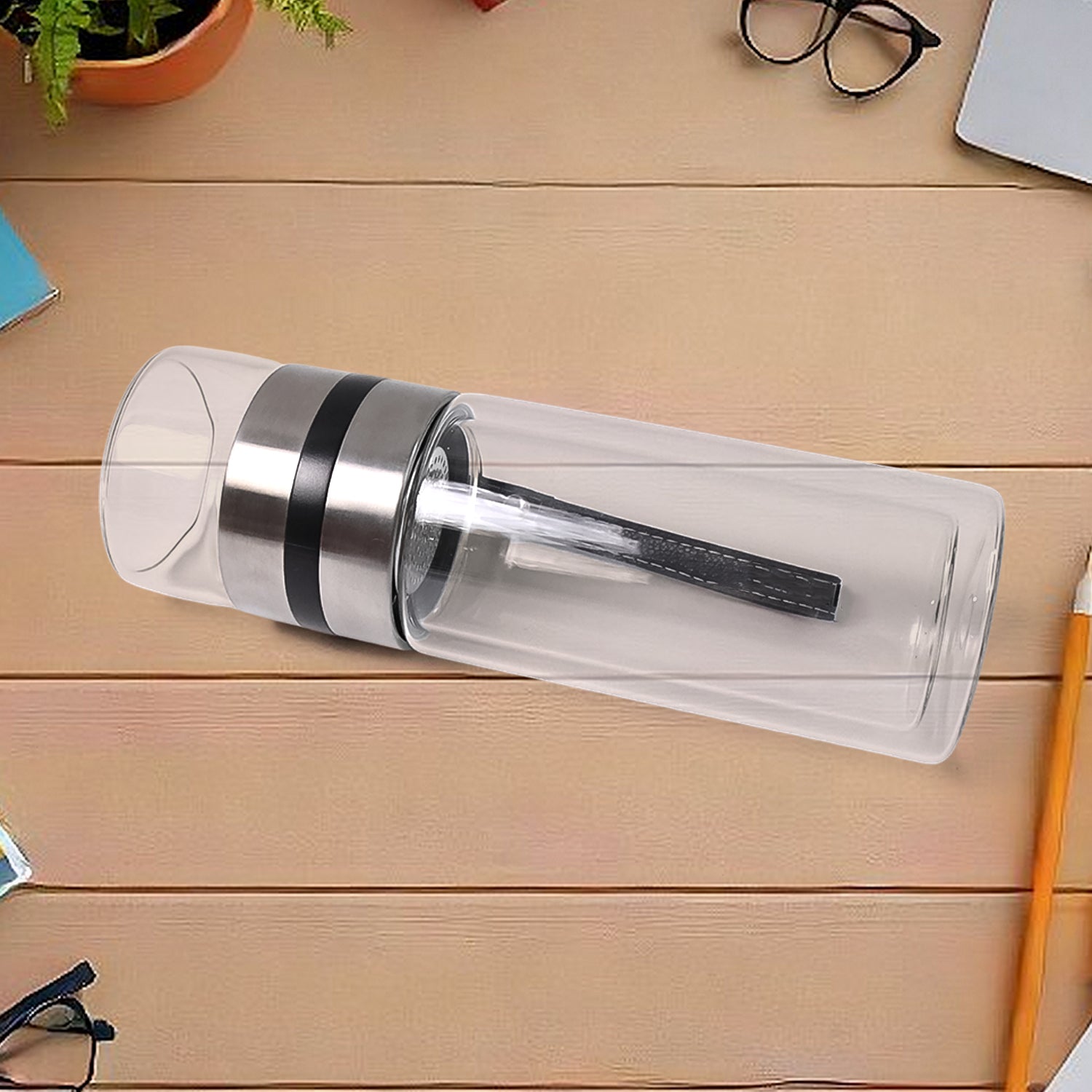 Glass Tea Infuser Bottle. Double Wall Outdoor sport Glass water bottle (550ml) Your Brand