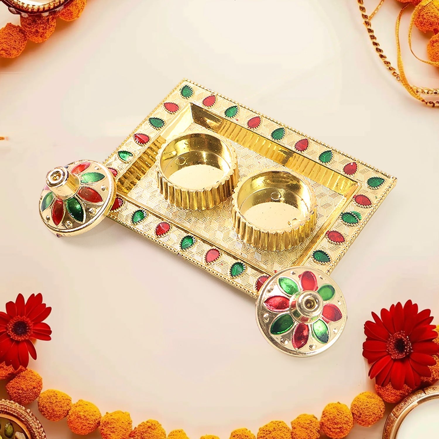 Rakasha Bandhan Special Puja Thali, Kumkum Thali Holder, Pooja Return Gift, Indian Housewarming Gifts, Brother / Bhai / Bhabhi / Sister / Family   for Rakshabandhan, Diwali Your Brand
