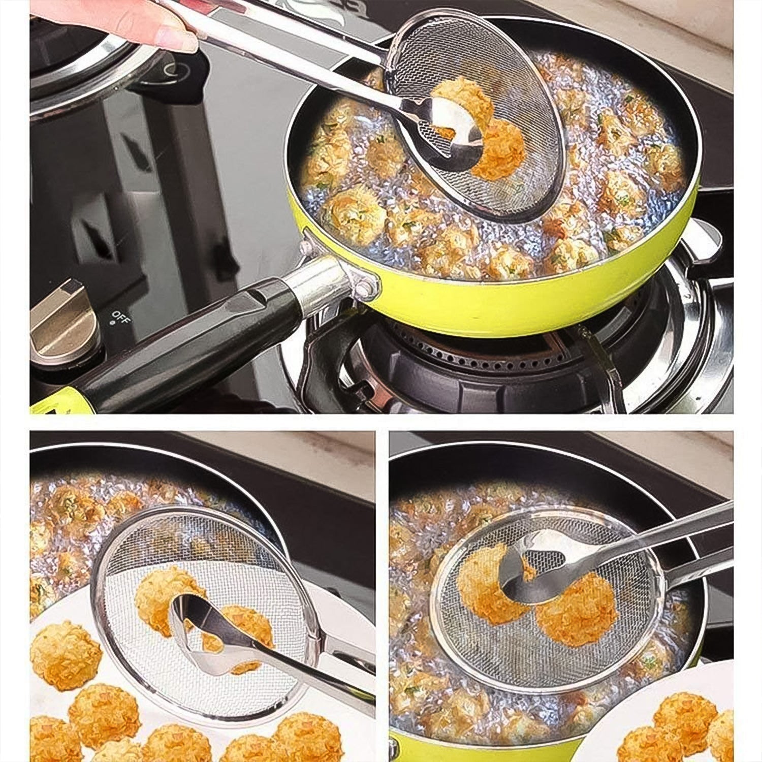 2In1 Stainless Steel Filter Spoon with Clip Food Kitchen Oil-Frying Multi-Functional Your Brand