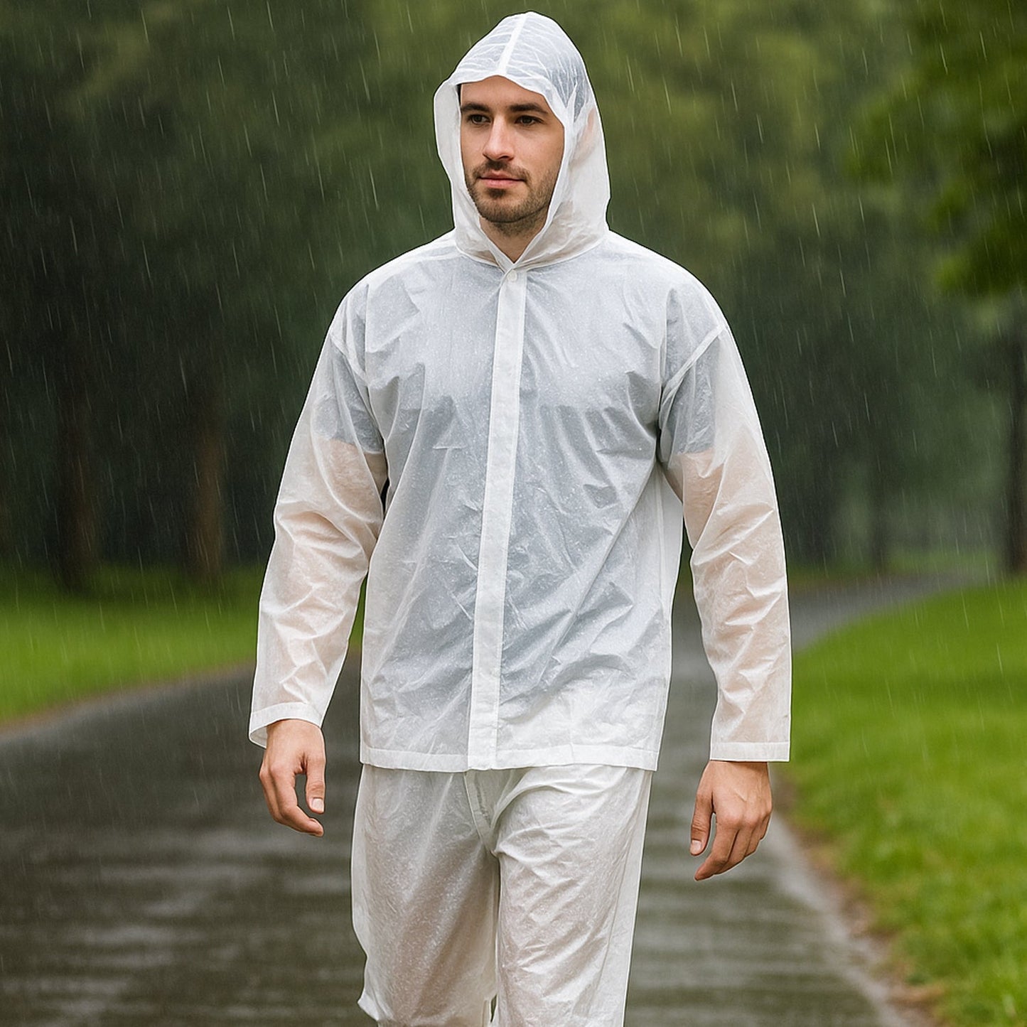 Full-Body Rain Suit – Jacket & Pants Set Fashion Portable Adult Rain Coat (1pc) Your Brand