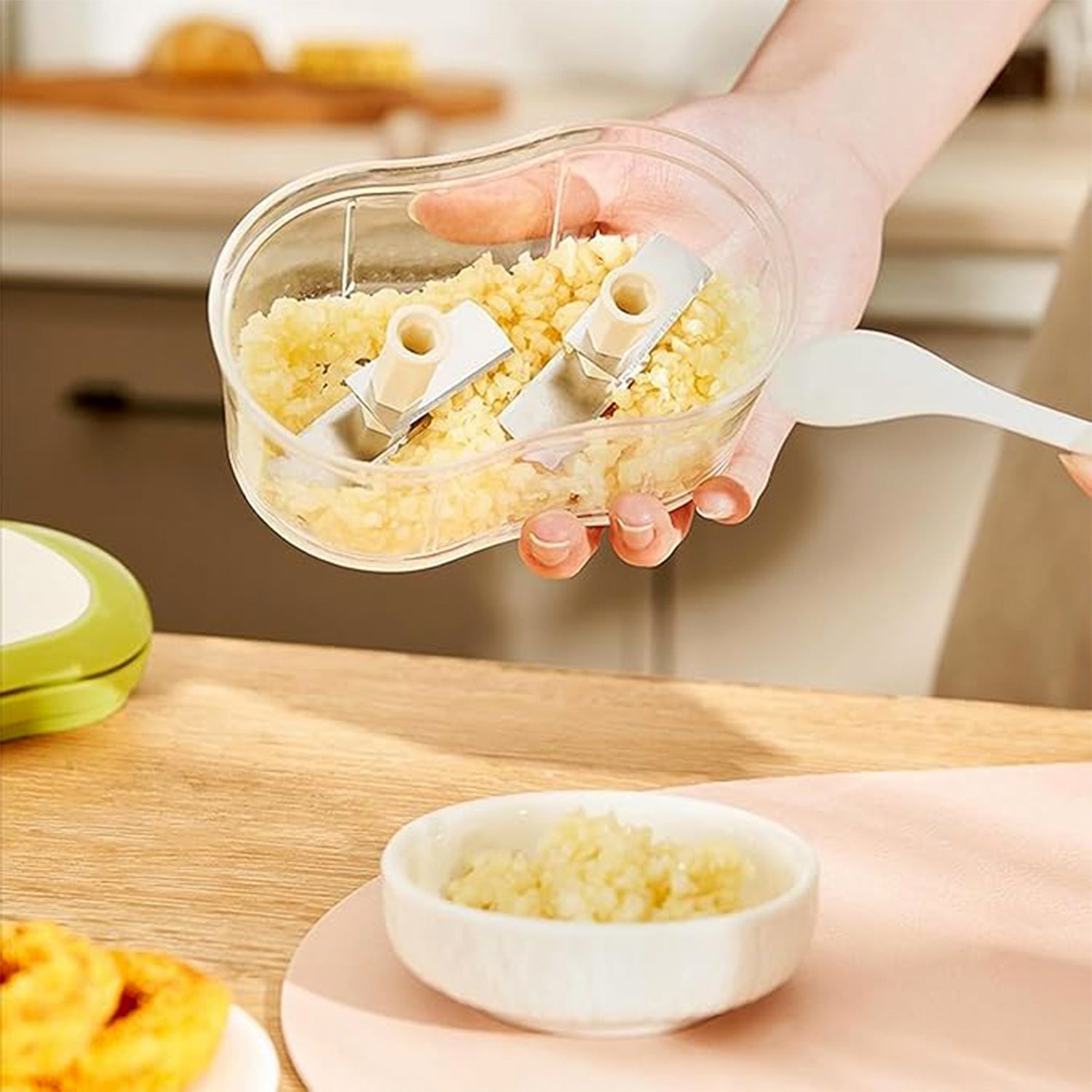 Manual Hand Push Garlic Cutter & Vegetable Chopper (1 pc) Your Brand
