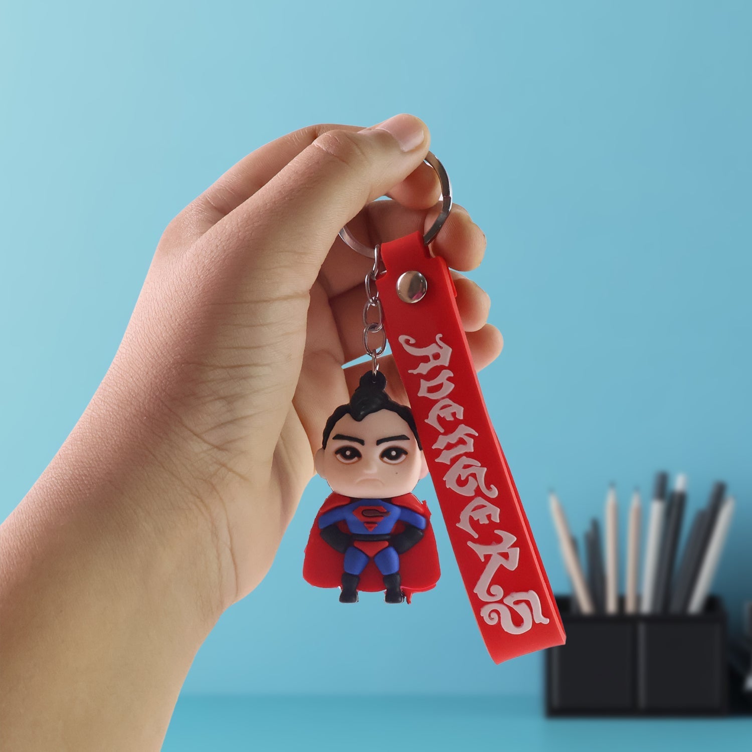 Cute Cartoon Silicone 3D Key Chain with Metal Hook & Strap (Pack of 1) Your Brand