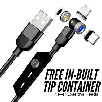 3 in 1 Magnetic USB Charging Cable | USB-c Android and Lightning with Extra Protecting Nylon| Strong Magnetic Cable with Full Rotation Support Fast Charging Your Brand