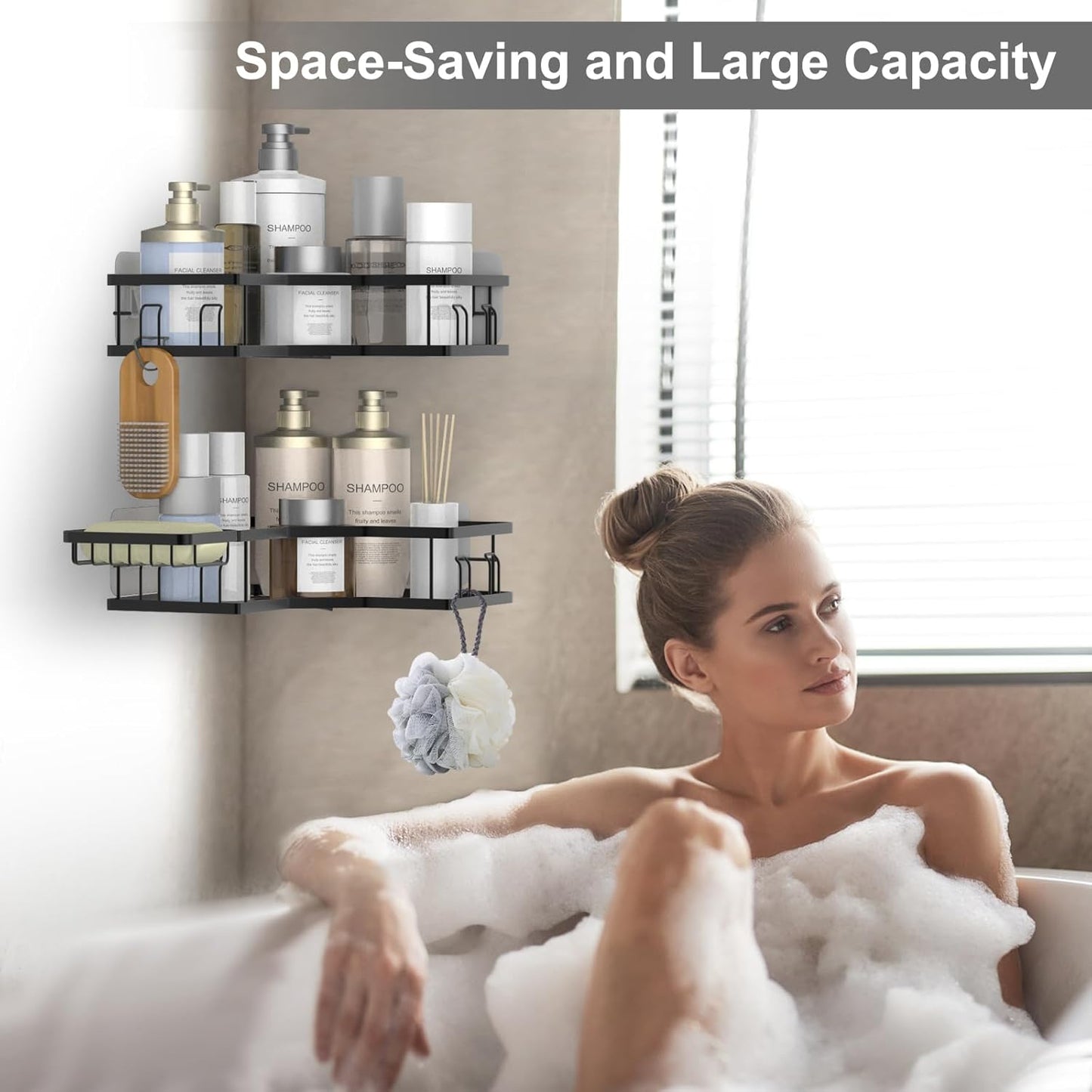 Iron Coating Self-Adhesive Corner Shelf Organizer (2 Pc) Your Brand