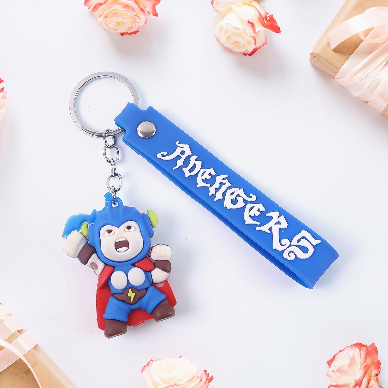 Cute Silicone 3D Key Chain with Metal Hook & Strap (Pack of 1) Your Brand