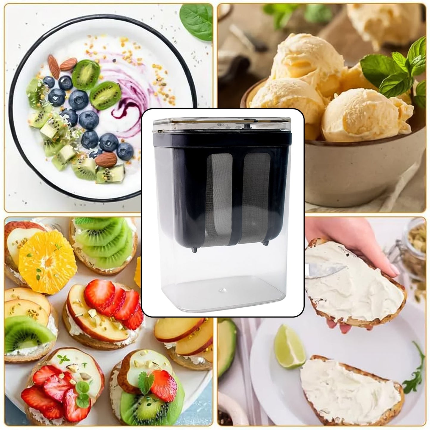 2 in 1 Yogurt Strainer with Storage Box – 1100ml (Plastic + Steel) Your Brand