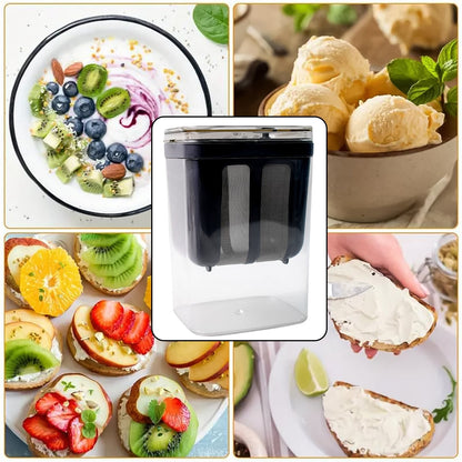 2 in 1 Yogurt Strainer with Storage Box – 1100ml (Plastic + Steel) Your Brand