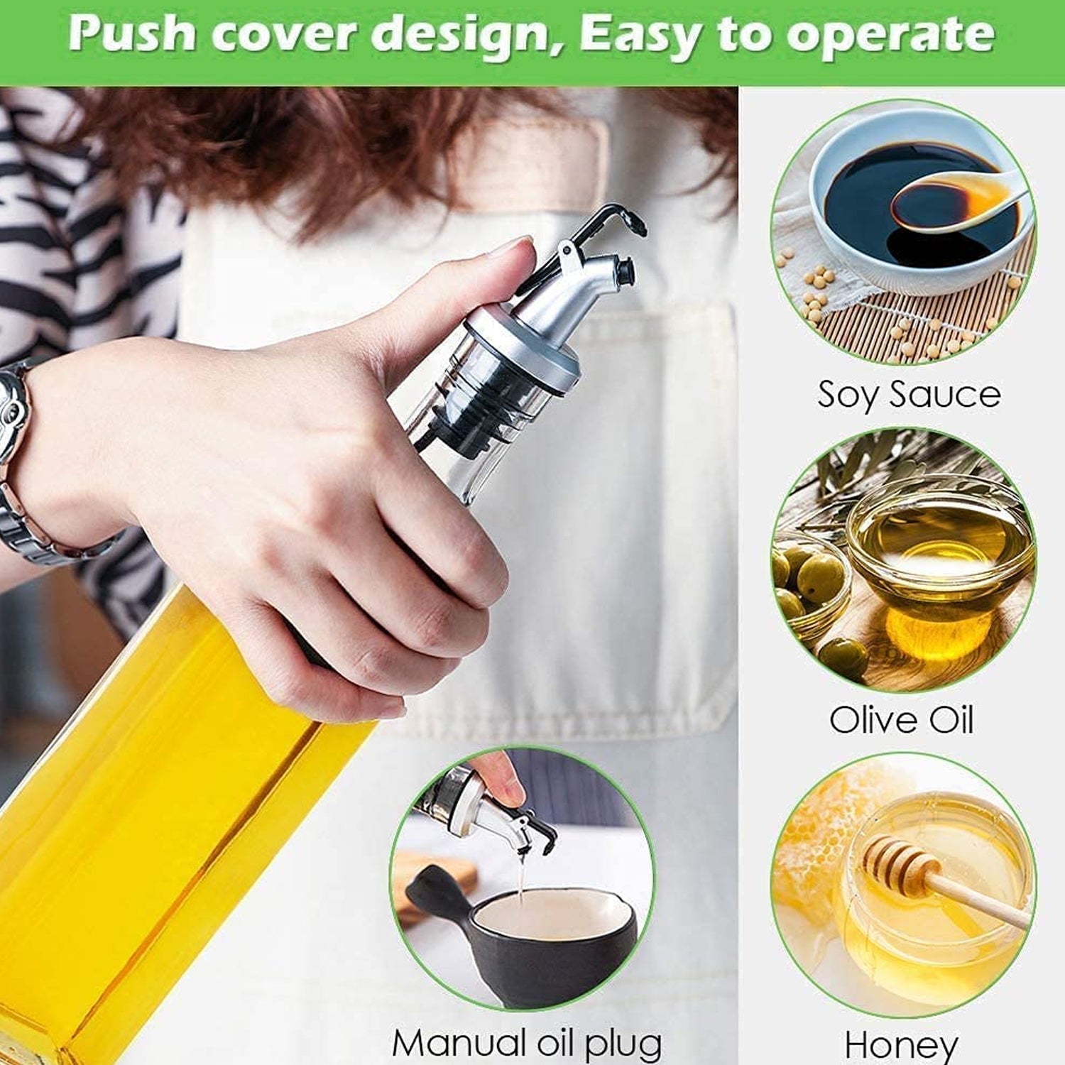 Transparent Glass Oil Dispenser 500 ML Bottle Set of 2, Spice Jar 250 ML Set of 3, Oil Bottle for Kitchen, Oil & Vinegar Storage Glass Bottle, Glass Container for Spice, Masala (5 Pcs Set) Your Brand
