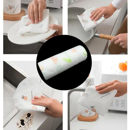 Non Woven Reusable and Washable Kitchen Printed Tissue Roll Non-stick Oil Absorbing Paper Roll Kitchen Special Paper Towel Wipe Paper Dish Cloth Cleaning Cloth 40 sheets / Pulls Your Brand