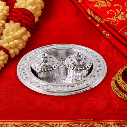 Round Shape Special Puja Thali, Kumkum Thali Holder (1 Pc / Small) Your Brand