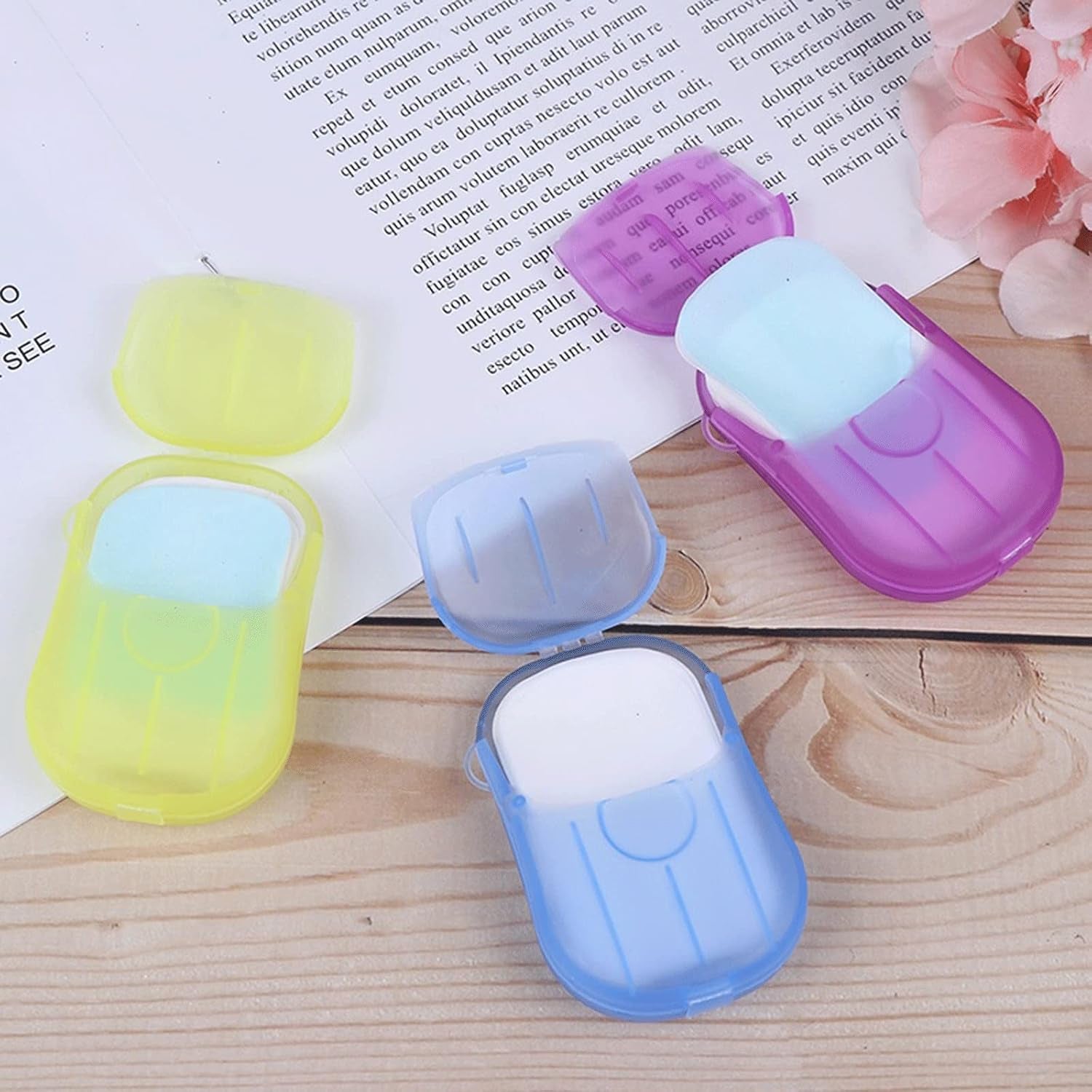 Travel Paper Soap Sheet with Mini Box (20 Sheets in a Pack Approx / Mix Color) Your Brand