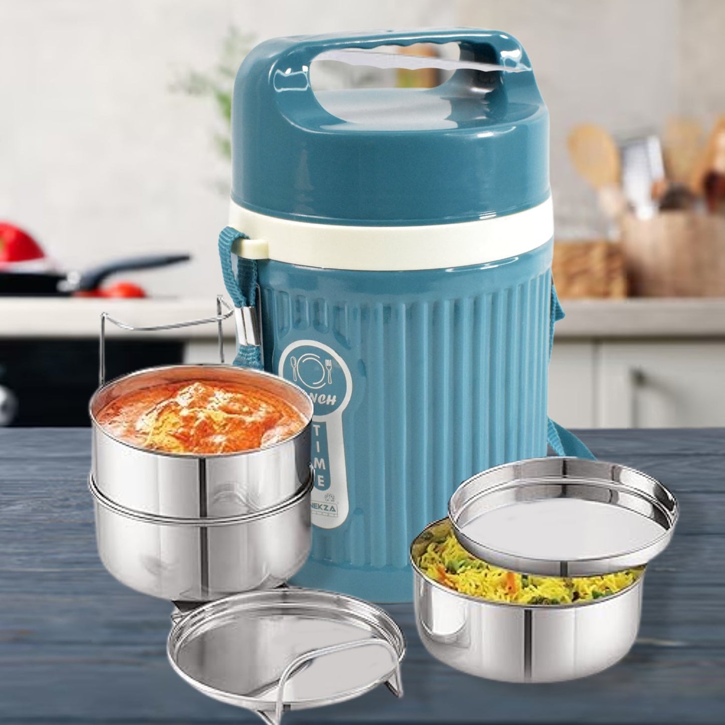 Stackable Insulated Tiffin with Handle (1 Pc): Leakproof, Hot Food Container Your Brand