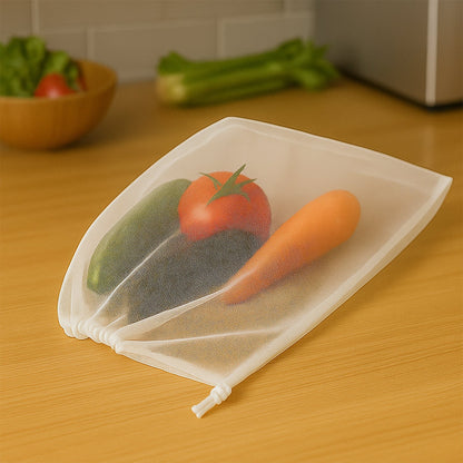 Reusable Transparent Drawstring Mesh Storage Bag (1 Pc) Your Brand