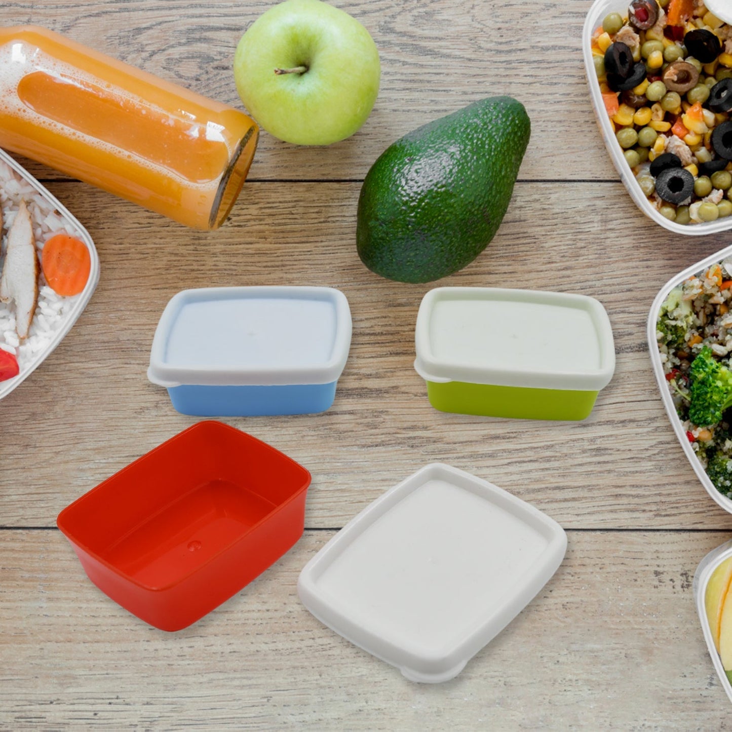 3-Piece Multicolor Airtight Container Set – Rectangular Food & Fridge Storage Your Brand