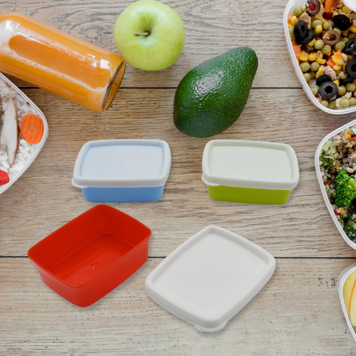 3-Piece Multicolor Airtight Container Set – Rectangular Food & Fridge Storage Your Brand
