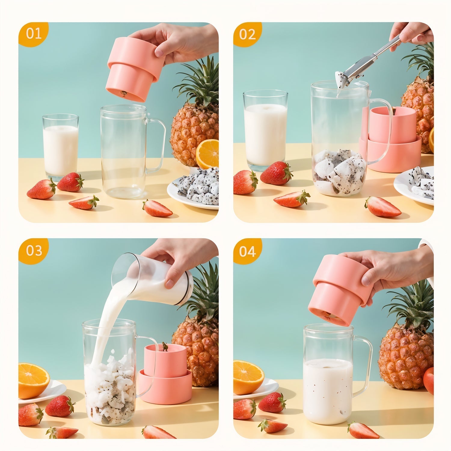 Portable Crusher Juicer With Handle & Straw, USB Rechargeable Multi Blades (420 ML) Your Brand