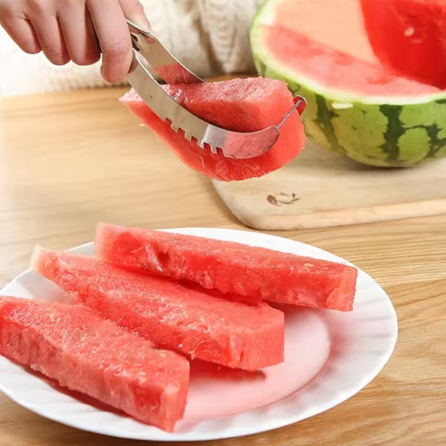 3in1 Stainless Steel Watermelon Cantaloupe Slicer Knife, Corer Fruit, Vegetable Tools Kitchen (1 Pc) Your Brand