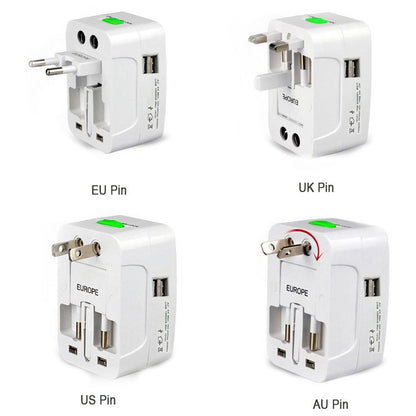 All-in-One Universal Worldwide Travelling AC Adaptor Plug (AU / UK / US / EU) International Power Charger Electric USB Power Plug Socket Adapter Converter (1 Pc) Your Brand