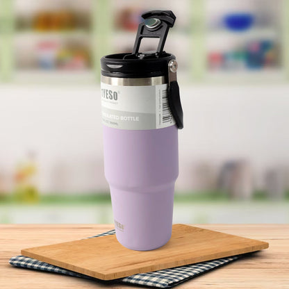 Stainless Steel Vacuum Insulated Coffee Cups Travel Mug With Straw (900 ML Approx / 1 Pc) Your Brand