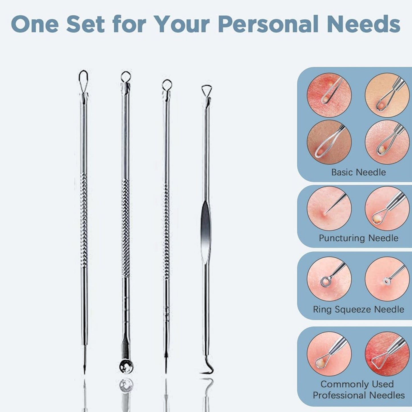 Blackhead Remover, 4-in-1 Stainless Steel Pimple Extractor Tool (1 Pc) Your Brand