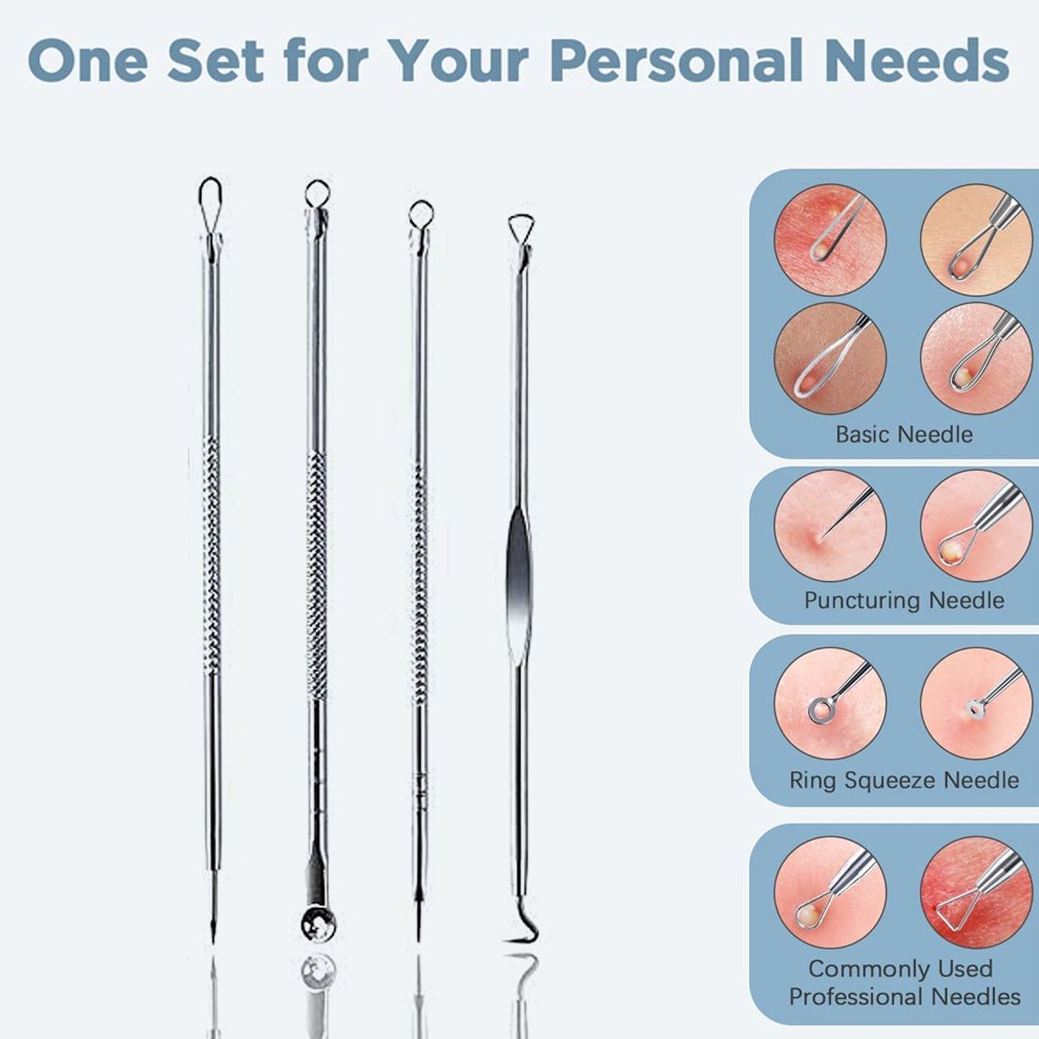 Blackhead Remover, 4-in-1 Stainless Steel Pimple Extractor Tool (1 Pc) Your Brand