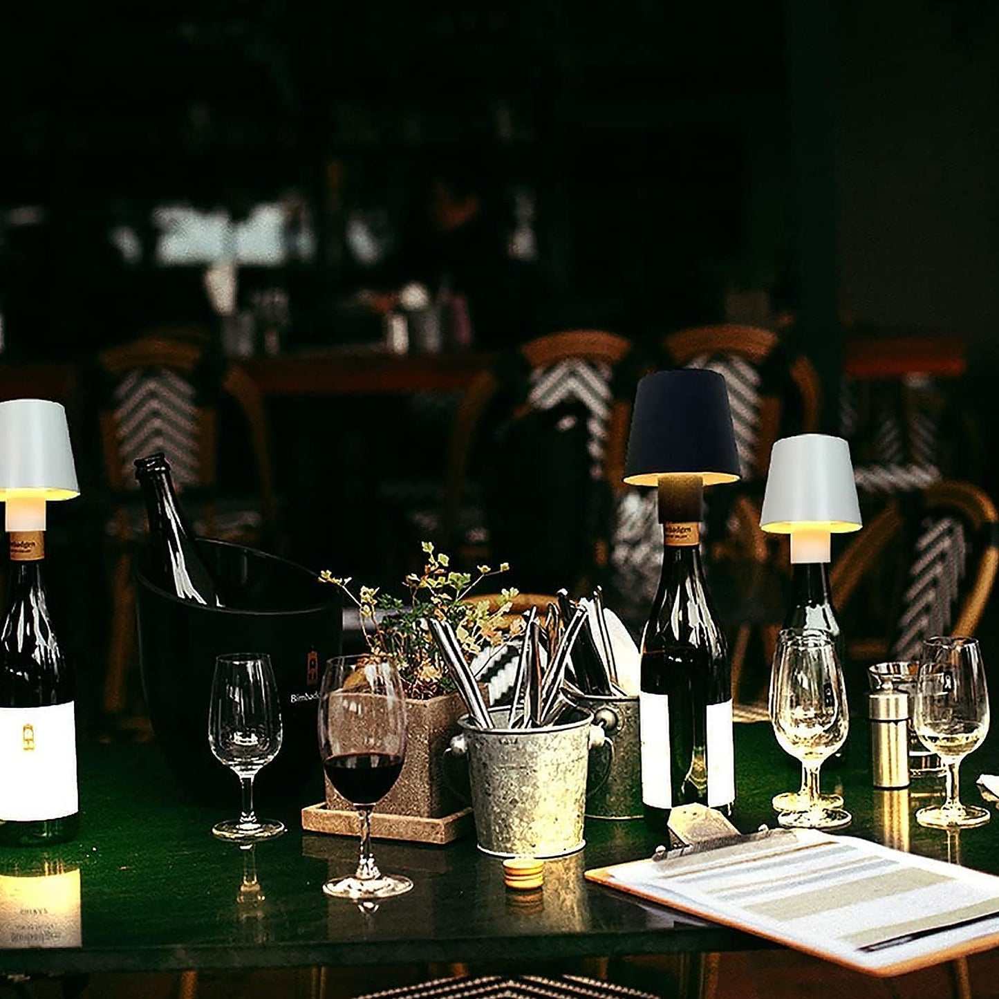 USB Rechargeable LED Bottle Lamp – 3 Color Dimmable Wireless Table Light for Home & Bar (1 Pc) Your Brand