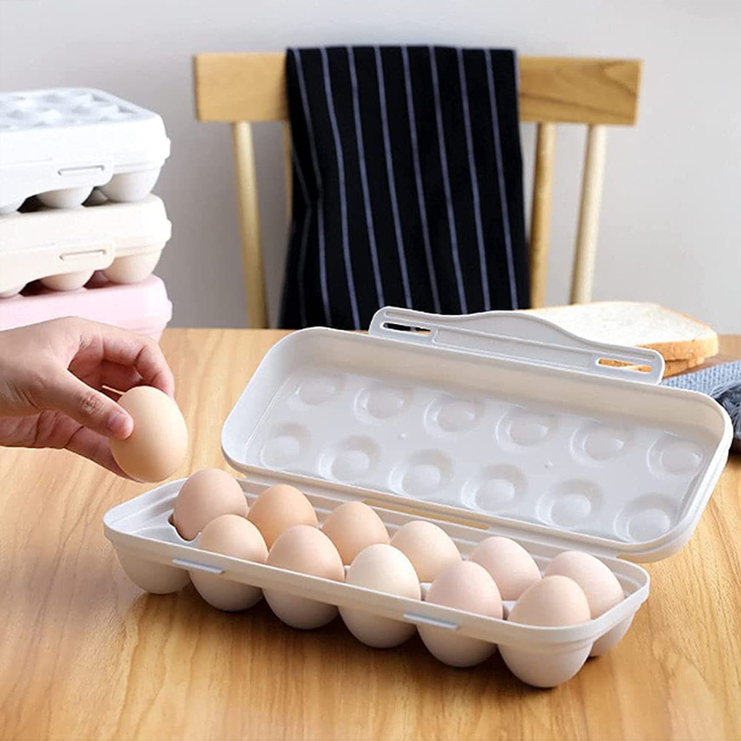 18 Grid Egg Holder Storage, Shock-Proof Egg Container with Buckle, Egg Carrier, Egg Tray, Egg Shelter, Effective Full Seal, Egg House use for Fridge, Camping, Kitchen Your Brand