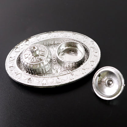 Oval Shape Special Puja Thali (1 Pc / Mix Design) Your Brand