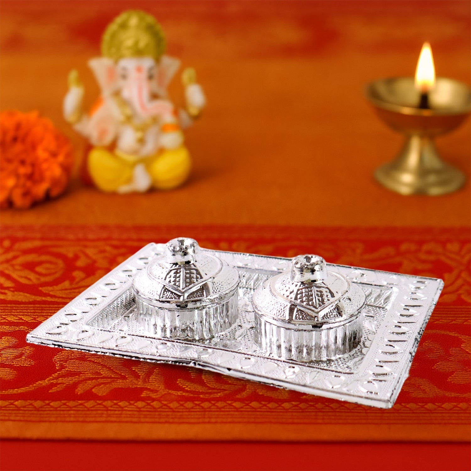 Tray Shape Special Puja Thali (1 Pc / Mix Design) Your Brand