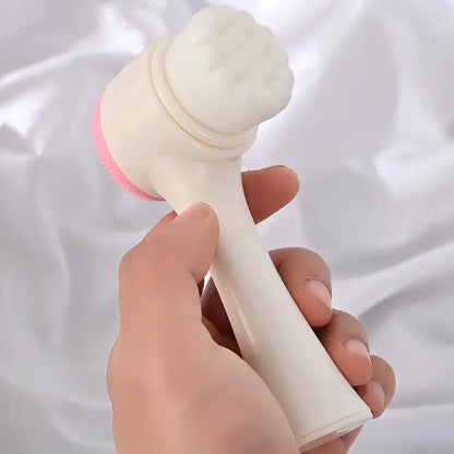 2 in 1 Facial Brush Cleansing | Manual Face Scrubber | Silicone Double-Sided Face Wash Brush for Sensitive, Delicate, Dry Skin (1 Pc) Your Brand
