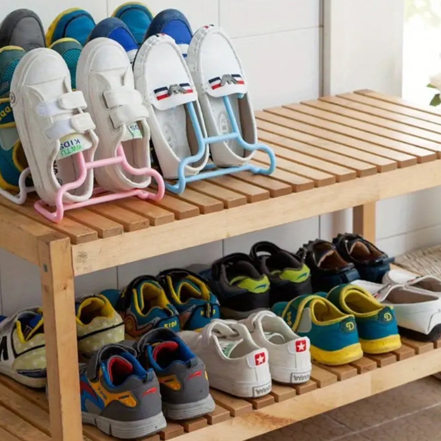 Multi-Function Drying Rack & Shoe Organizer – Hanging Storage Shelf for Wardrobe & Closet, Shoe Stand & Holder (2 Pc Set) Your Brand