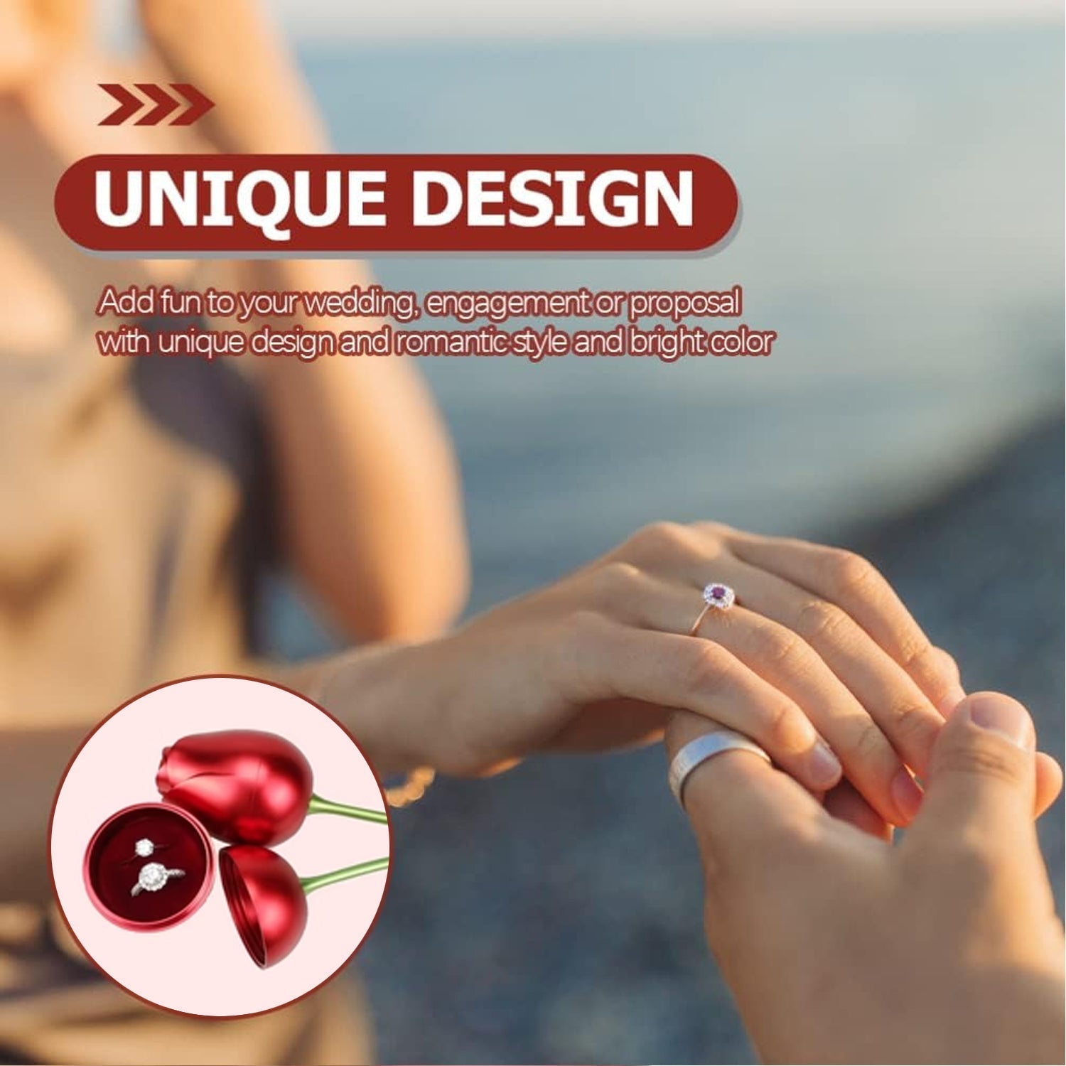 Plastic Red Rose Couple Rings Box-Fancy Rings Box (No Rings Included / 1 pc) Your Brand