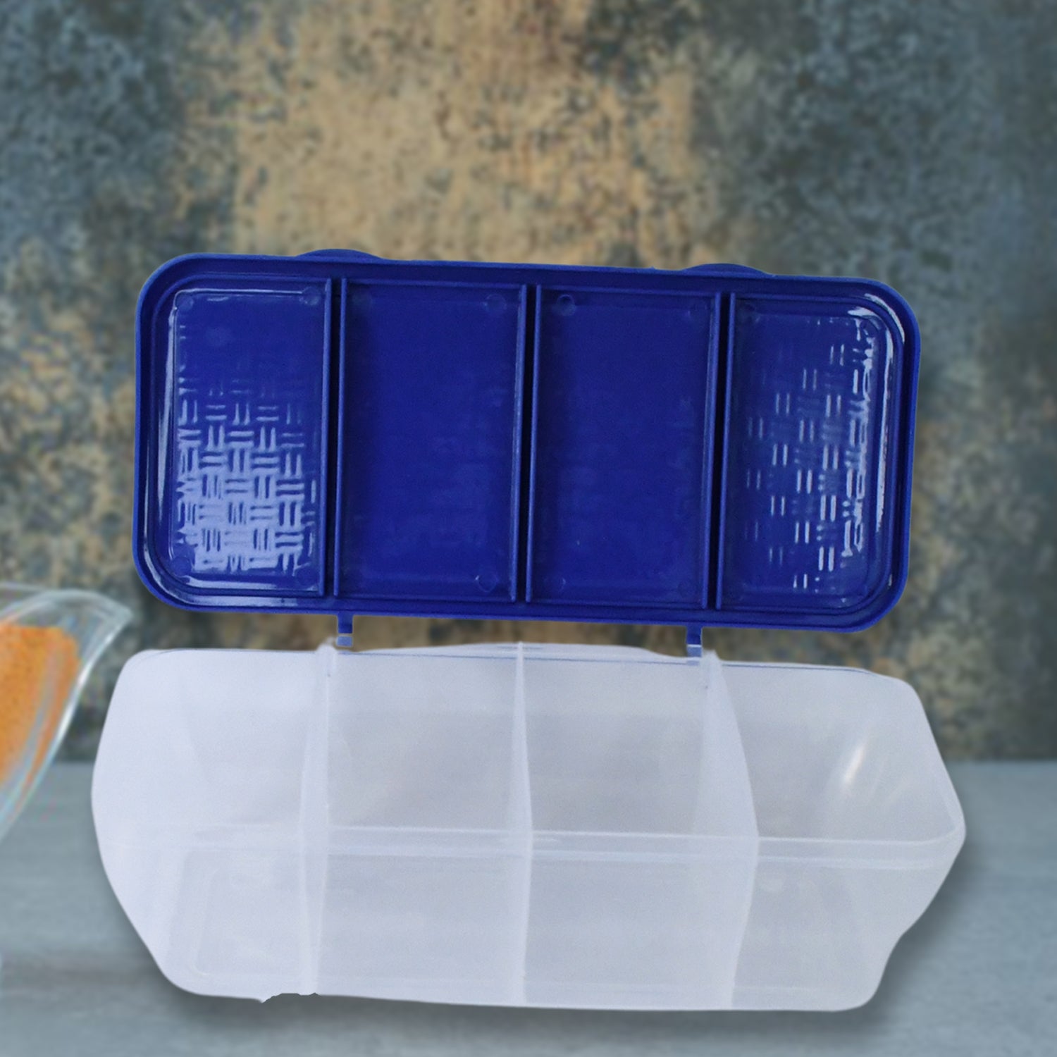 Kitchen Multipurpose Air-tight 4 Sections Storage Containers / Masala Box (1 Set) Your Brand