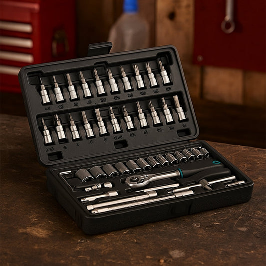 46pcs Metal 1 / 4"" Socket Set (Black, 46pcs) Your Brand