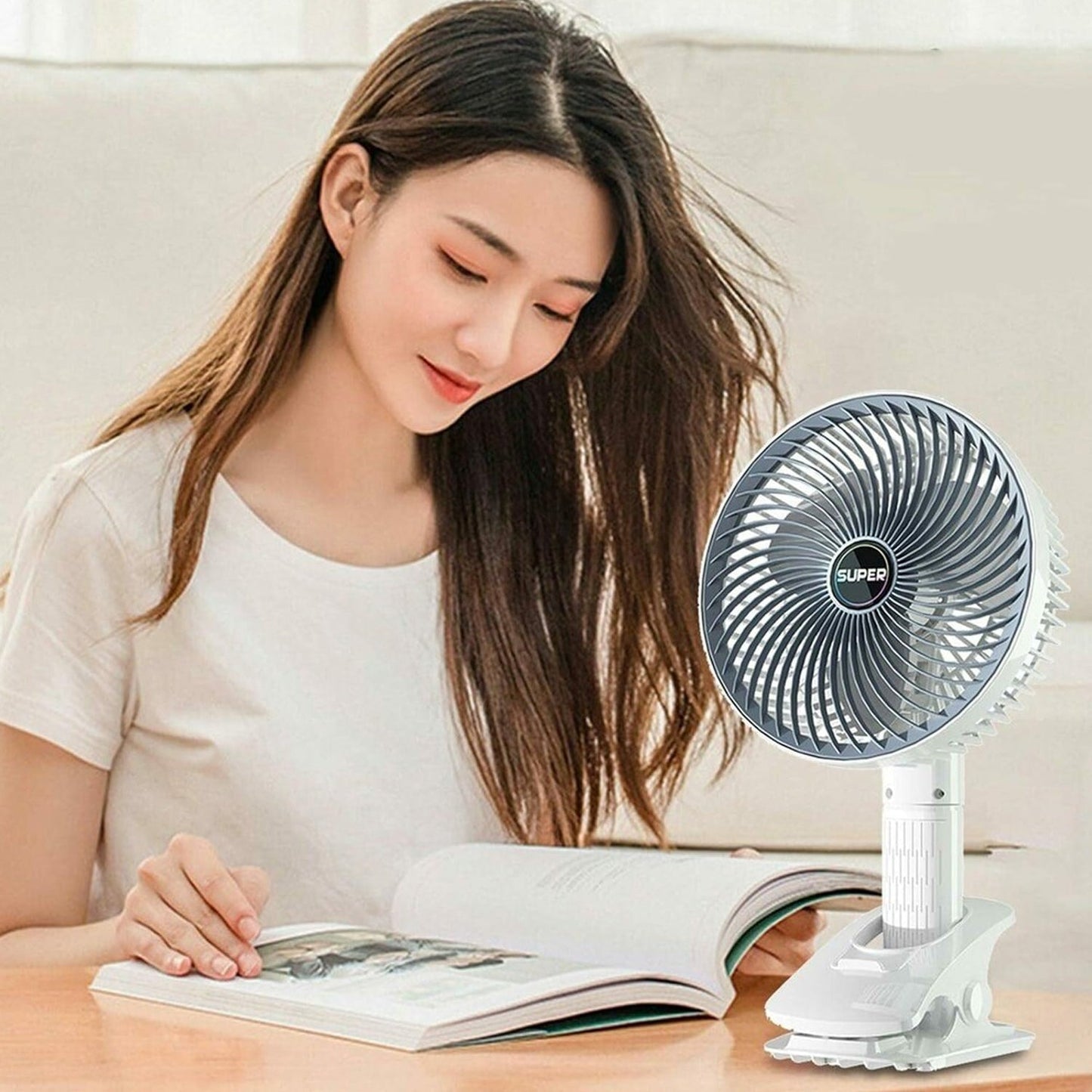 Multifunctional USB Desk Fan – Clip-On Plug & Play Fan, 1 Pc with Brown Box (On / Off Switch Not Provided) Your Brand