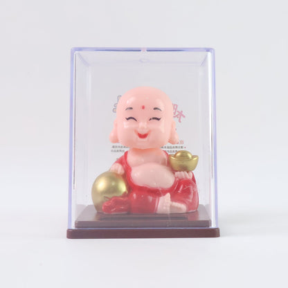 Solar Power Moving Head Buddha Statue Car Ornament (1 Pc / Mix Color) Your Brand