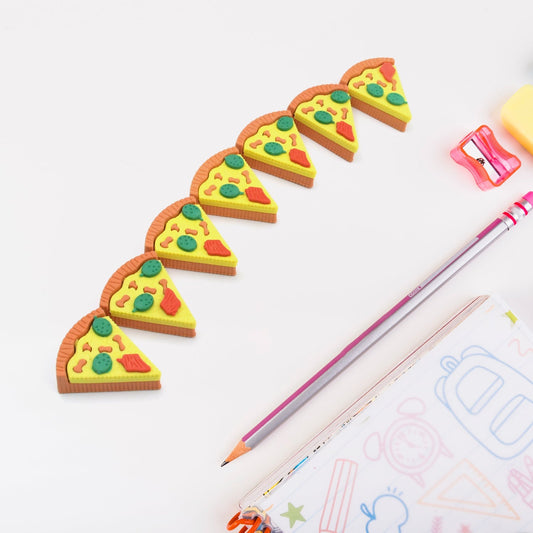 3D Pizza Slices Eraser Set – Fancy & Colorful Stationery for Kids & Gifts (7 slice) Your Brand
