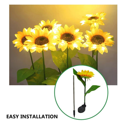 2 Pc Outdoor Solar Sunflower Lights Intelligent Light Control Waterproof Garden Landscape Stake Light Your Brand