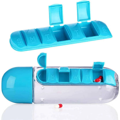 Daily Baby Care 2-in-1 Pill & Vitamin Organizer Water Bottle 600ml – BPA-Free Travel Bottle