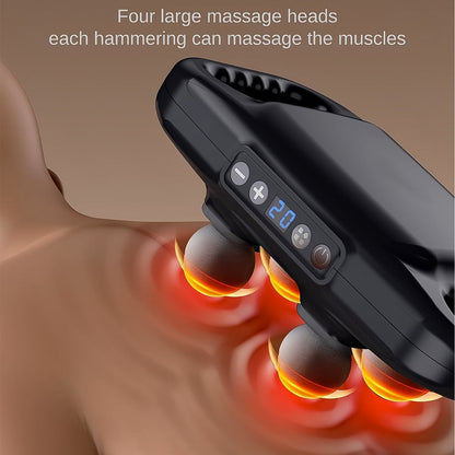 Handheld Full Body Massager 4-Head Massage Gun (1 Pc / Mix Color) Your Brand
