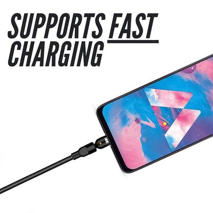 3 in 1 Magnetic USB Charging Cable | USB-c Android and Lightning with Extra Protecting Nylon| Strong Magnetic Cable with Full Rotation Support Fast Charging Your Brand