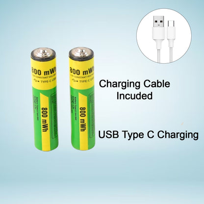 AAA Rechargeable 800 mWh Batteries With Recharging Cable (2 Pc Set) Your Brand