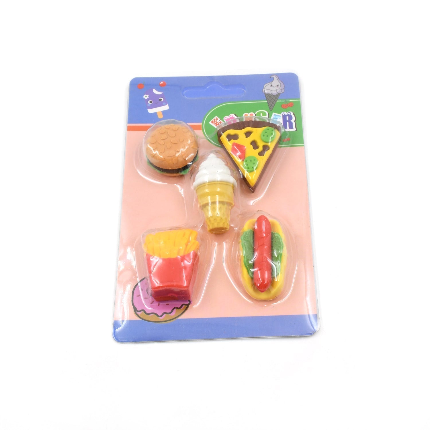 3D Food Fancy & Colorful Erasers – Cute Novelty Eraser Set for Kids & School Prize (1 Set / Mix Design & Color) Your Brand