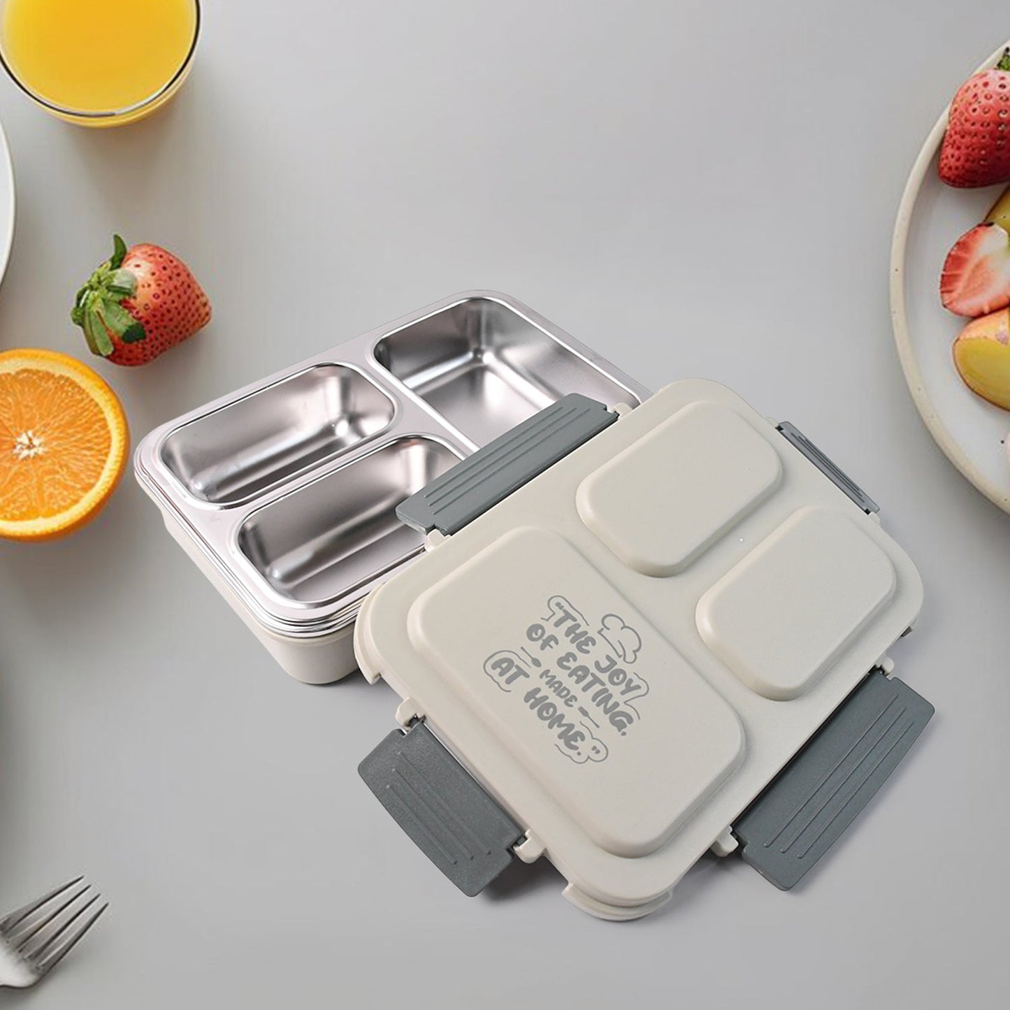 3-Compartment Stainless Steel Lunch Box (1 Pc) Your Brand