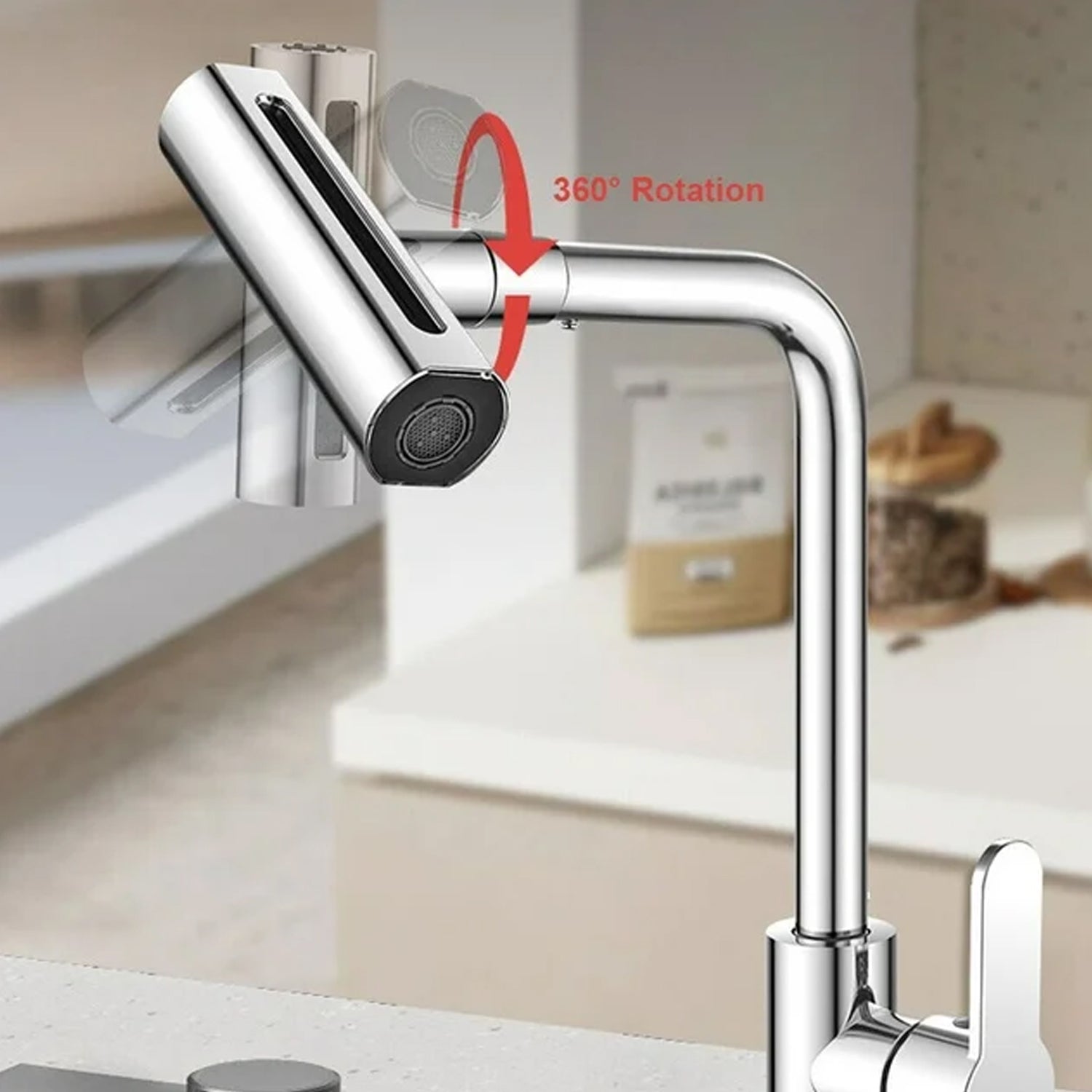 360° Rotating Waterfall Kitchen Faucet – Touch & Swivel Sink Extender (4 In 1 ) Your Brand